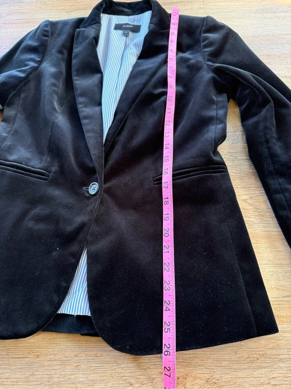 J. Crew Black Velvet Single-Button Blazer